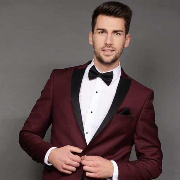 Maroon and Black Peak Lapel - Image 2