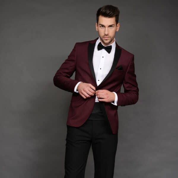 Maroon and Black Peak Lapel - Image 3
