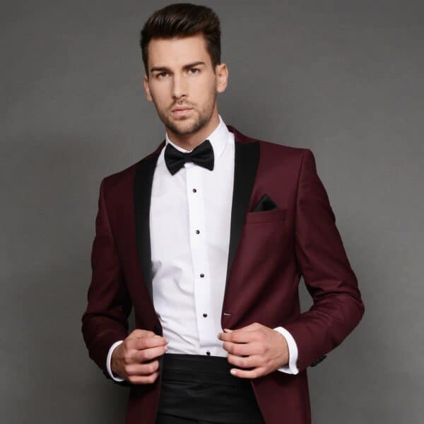 Maroon and Black Peak Lapel - Image 4