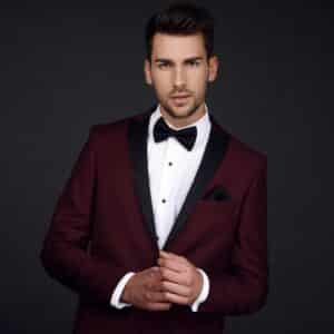 Maroon and Black Peak Lapel