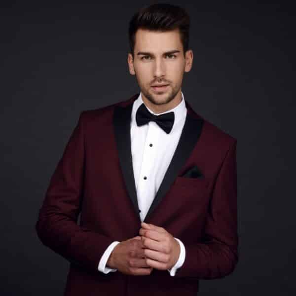 Maroon and Black Peak Lapel