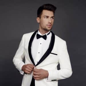 Ivory and Black Shawl Lapel