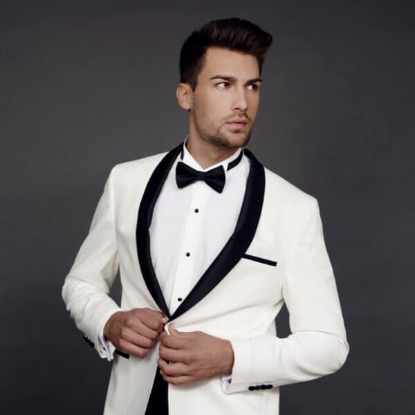 Ivory and Black Shawl Lapel