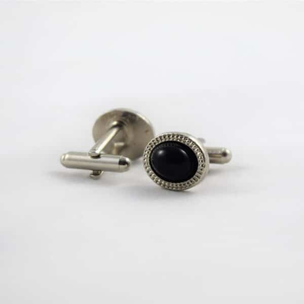 Silver and Black Oval Cufflinks