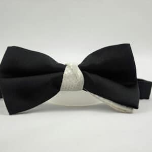 Black and Ivory Satin Bow Tie