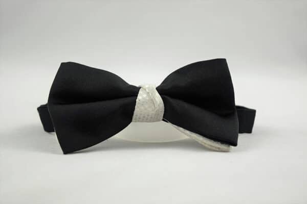 Black and Ivory Satin Bow Tie