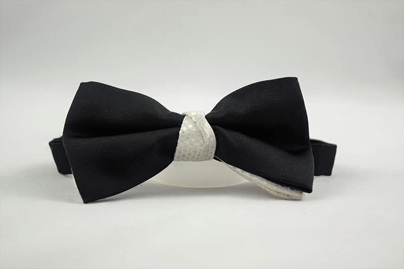 Black and Ivory Satin Bow Tie - The Groom Collection