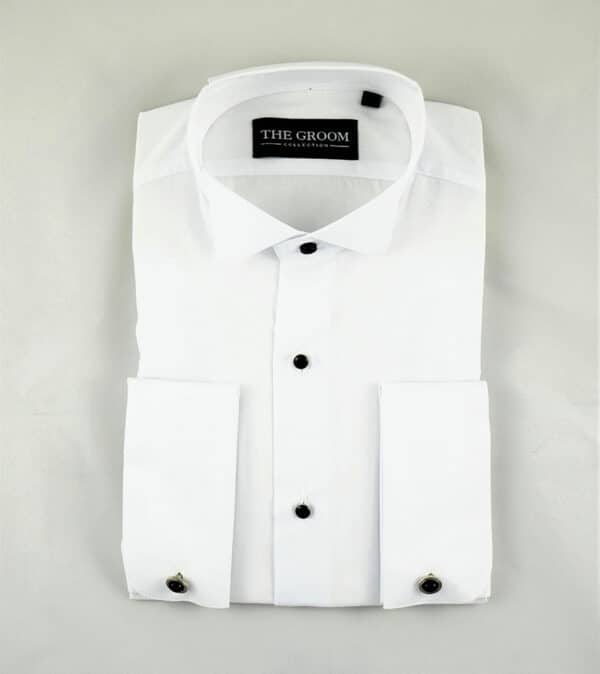 Wing Collar with Black Stud Buttons