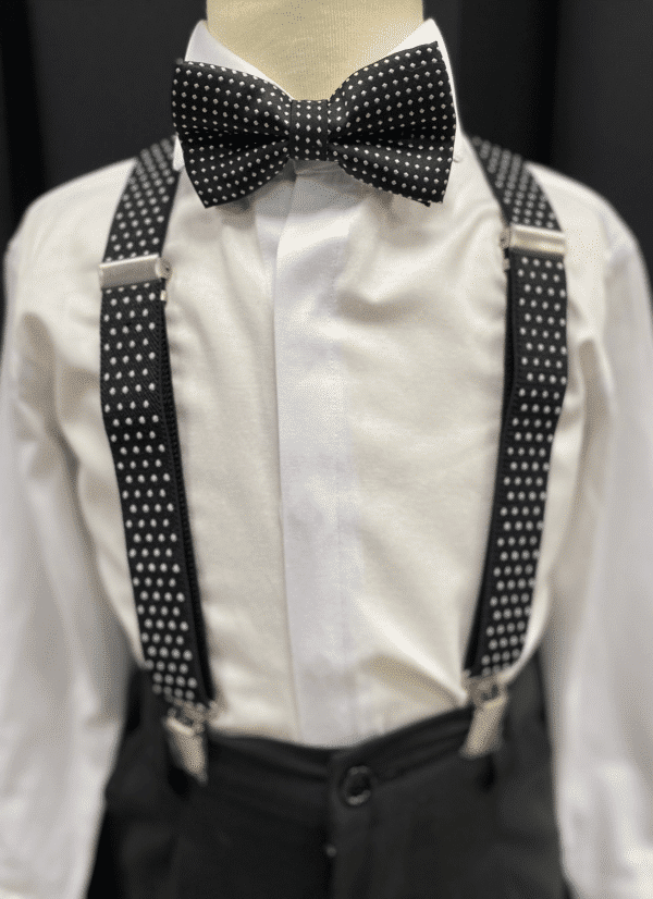 Black Polka Suspenders & Bow