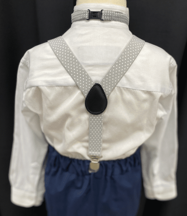 Grey Polka Suspenders & Bow - Image 2