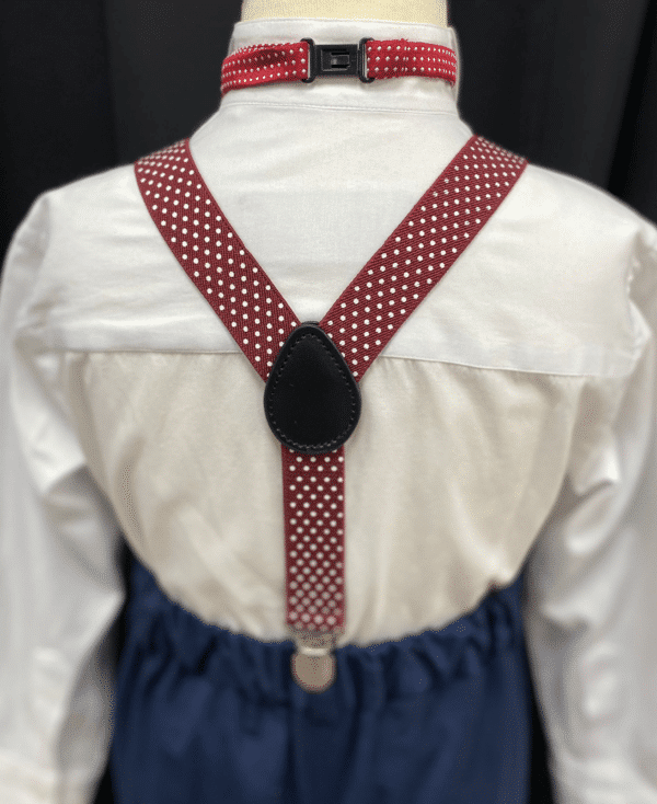 Maroon Polka Suspenders & Bow - Image 2