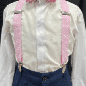 Pink Polka Suspenders & Bow