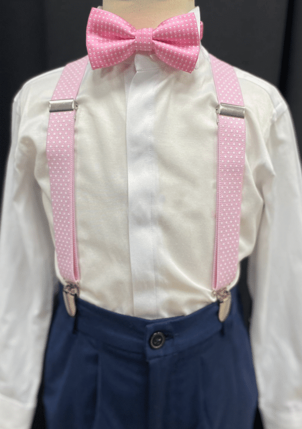 Pink Polka Suspenders & Bow