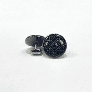 Silver and Black Round Cufflinks