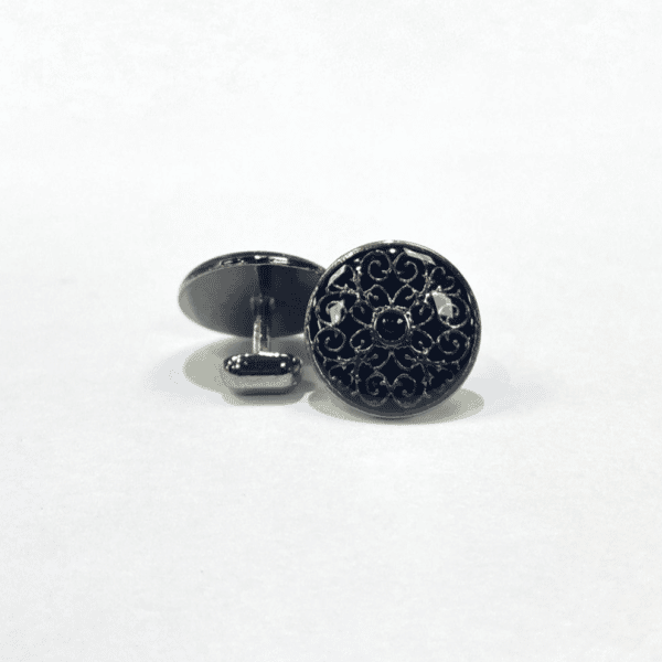 Silver and Black Round Cufflinks