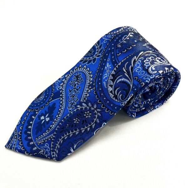 Blue and Silver Paisley Tie