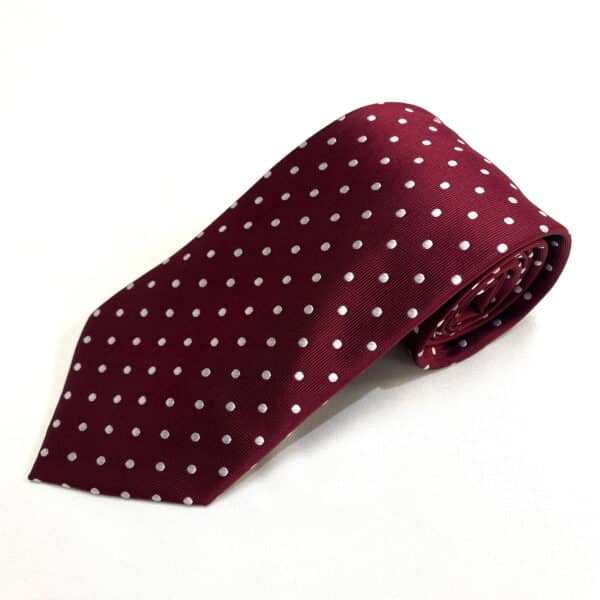 Maroon and White Polka Dot Tie