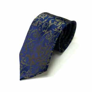 Navy and Gold Floral Tie