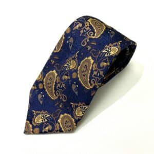 Royal Blue and Gold Paisley Tie