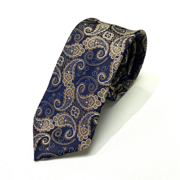 Navy and Gold Paisley Tie